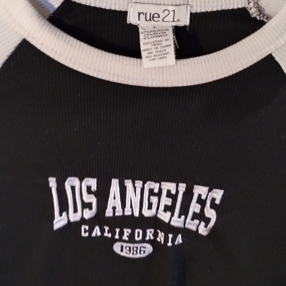 Rue21 Black and White Los Angeles Long Sleeve Tee